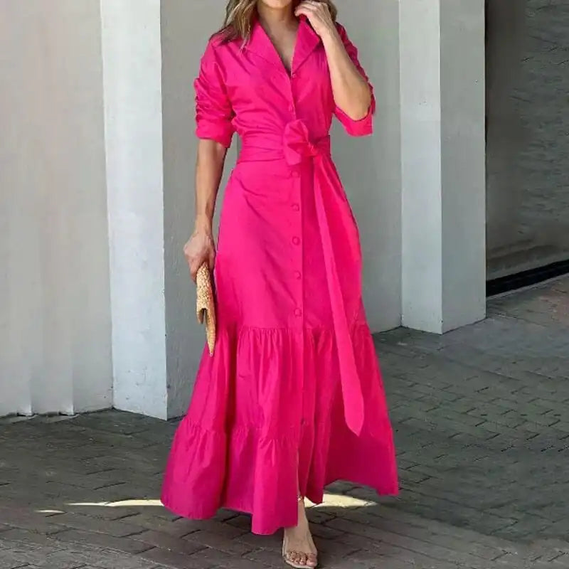 Maxi Dress Hot Pink Casual Dress Rieworkes