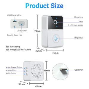 Wireless Security Smart WiFi Doorbell Intercom Video Camera Door Ring Bell Chime Rieworkes