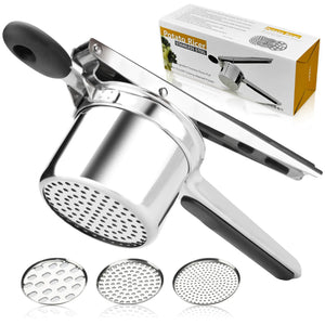 Potato Ricer 3 Interchangeable Discs Heavy Duty Potato Masher and Ricer Kitchen ToolStainless Steel Potato Shredder for Smooth and Fluffy Mashed Potatoes Puree Fruit Juice Rieworkes