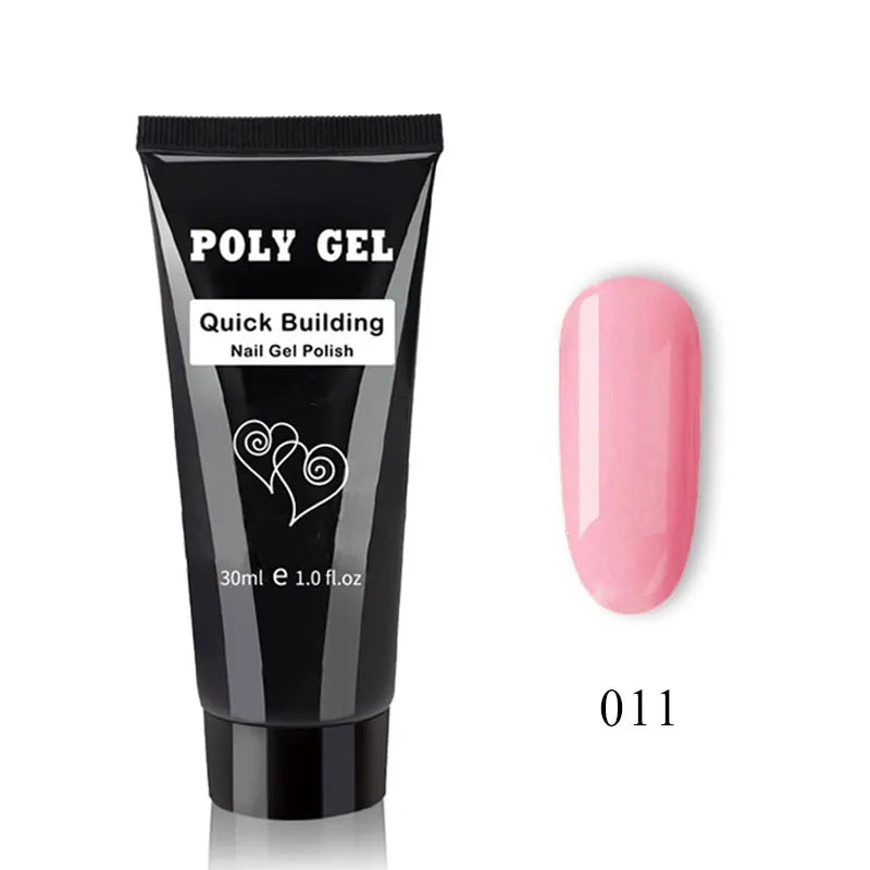 French Nail Art Poly Gel Kit with UV Brush and Nail Tips Rieworkes