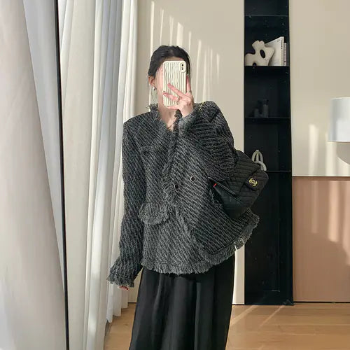 Women's Tassel Wool Coat Set for Winter Mimarta