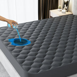 Waterproof King Mattress Protector Noiseless King Size Mattress Pad with Deep Pocket Fitted Up to 8-21 inches Soft & Breathable Bed Mattress Cover Washable for Home Bedroom Hotel (Gray) Rieworkes
