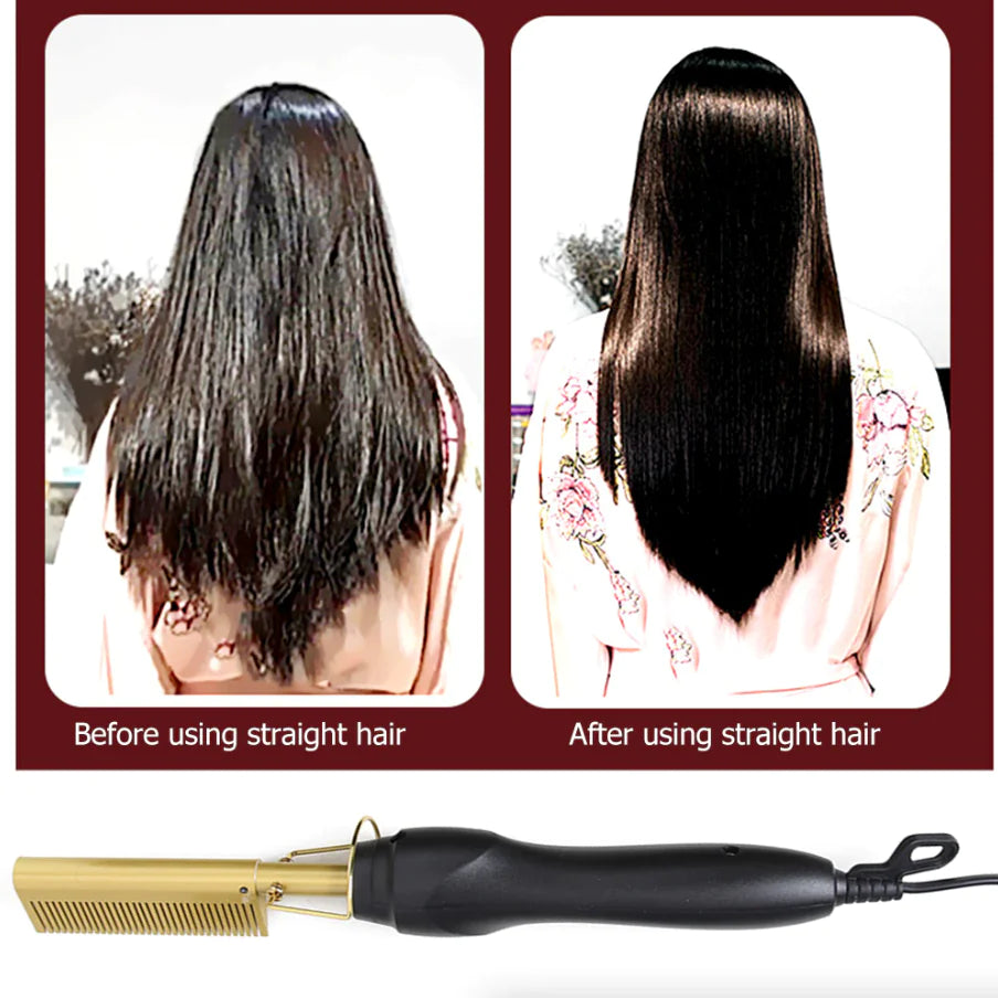 Hair Straightener Comb Pro Electric Beard Straightening Comb Heat Hot Comb Press Rieworkes