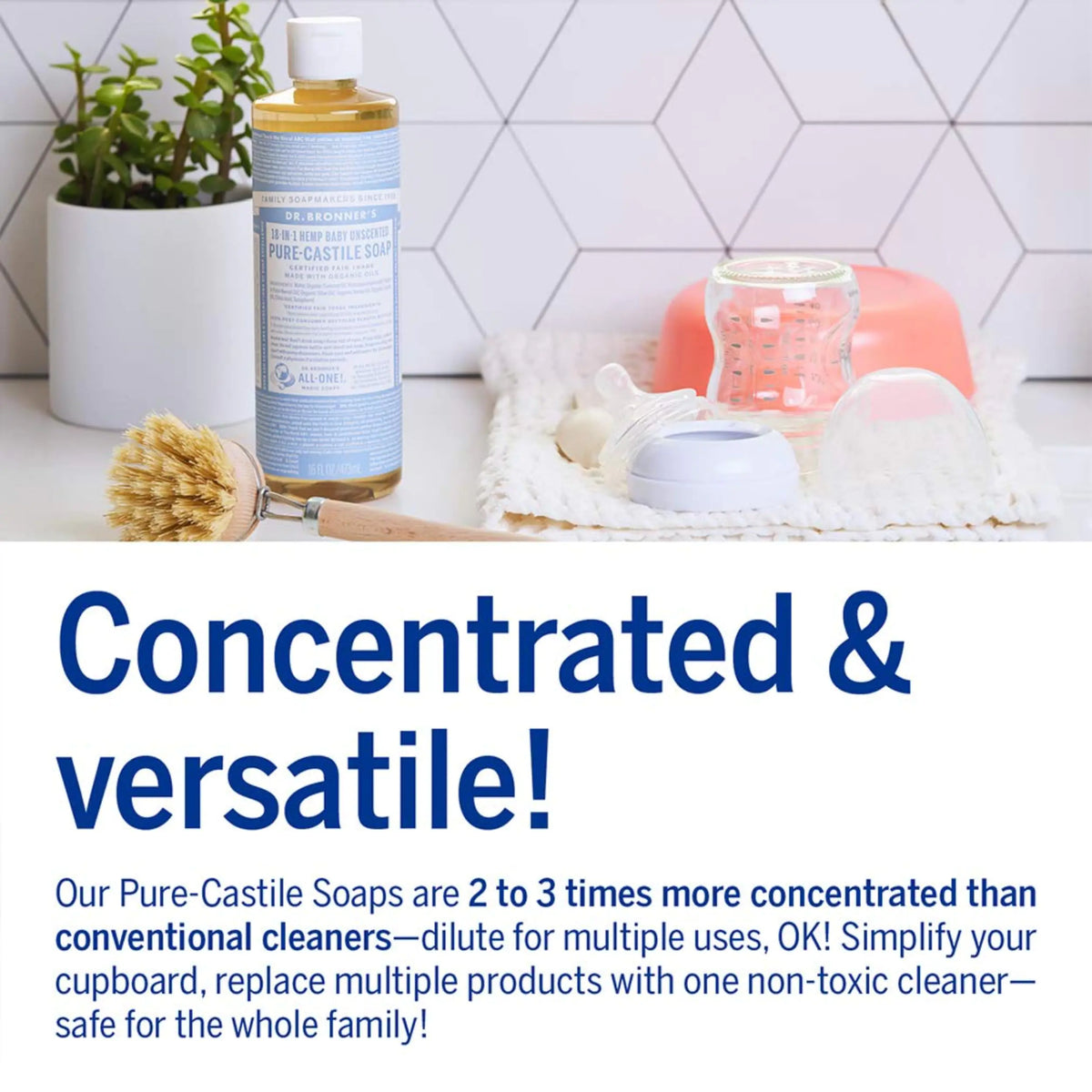 Dr. Bronner’s - Pure-Castile Liquid Soap (Baby Unscented, 16 Ounce) - Made with Organic Oils, 18-in-1 Uses: Face, Hair, Laundry & Dishes For Sensitive Skin & Babies, No Added Fragrance, Vegan, Non-GMO 16 Fl Oz (Pack of 1) Rieworkes