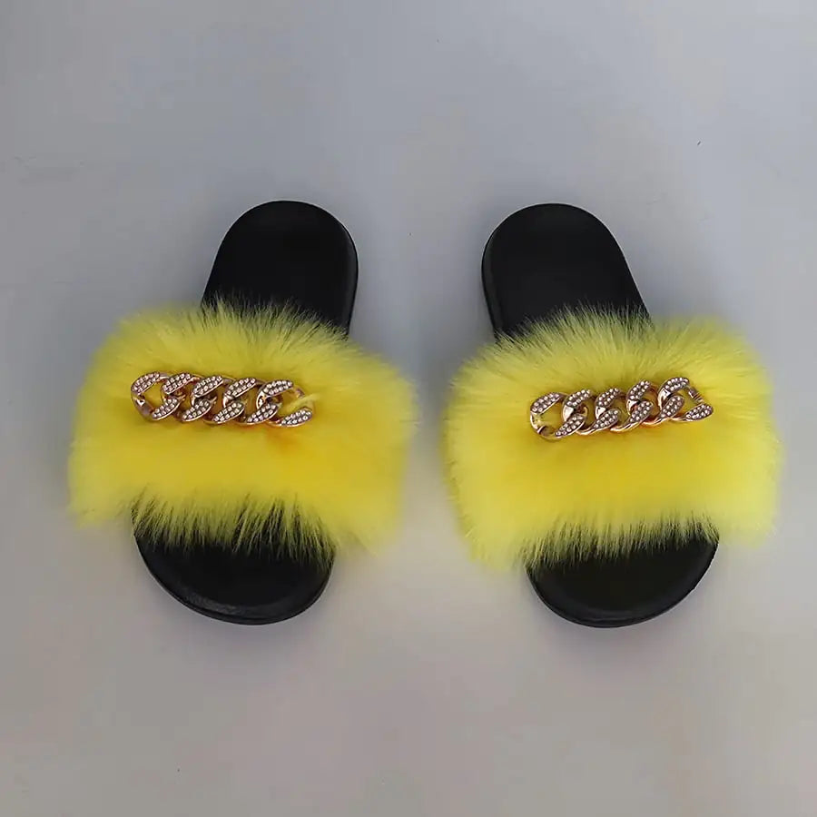 Plush Imitation Fox Fur Flip Flops Fashion Slippers Rieworkes