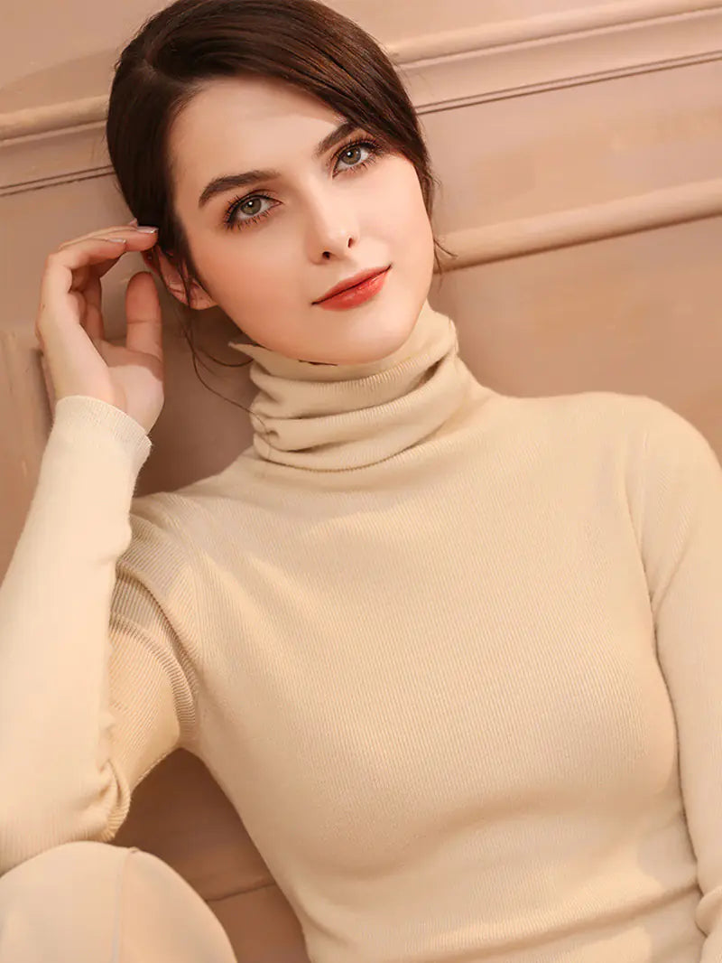 Women's Fitted Cashmere Turtleneck Sweater (Fall/Winter) Mimarta