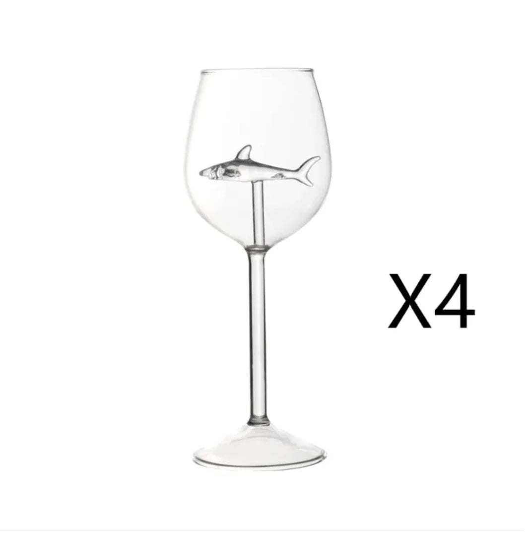 Shark Inside Red Wine Glass Rieworkes