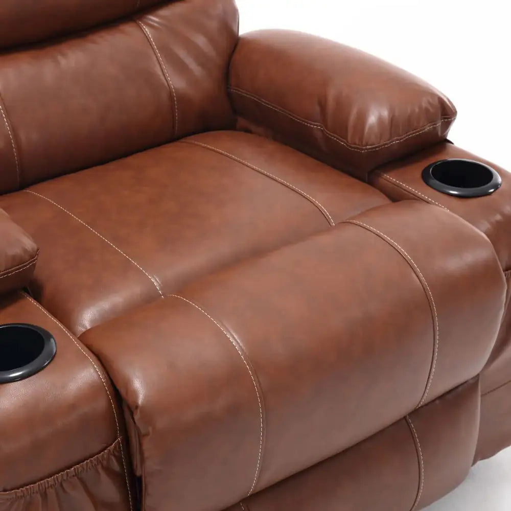 21 Inch Seat Width, Large-sized Electric Lift Recliner Sofa, 8-point Vibration Massage And Wood Heating, Remote Control, Side Pockets And Cup Holder, Comfortable Fabric, Filled Armrests Rieworkes