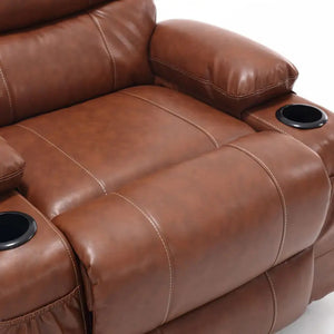 21 Inch Seat Width, Large-sized Electric Lift Recliner Sofa, 8-point Vibration Massage And Wood Heating, Remote Control, Side Pockets And Cup Holder, Comfortable Fabric, Filled Armrests Rieworkes