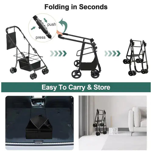 2 In 1 Folding Dog Stroller, Pet Folding Stroller, 4 Wheels Dog Cat Puppy Stroller W  Removable Travel Carrier For Small  Medium Pet, Waterproof Pad, Car Seat, Sun Shade, Xmas Christmas Gift Rieworkes