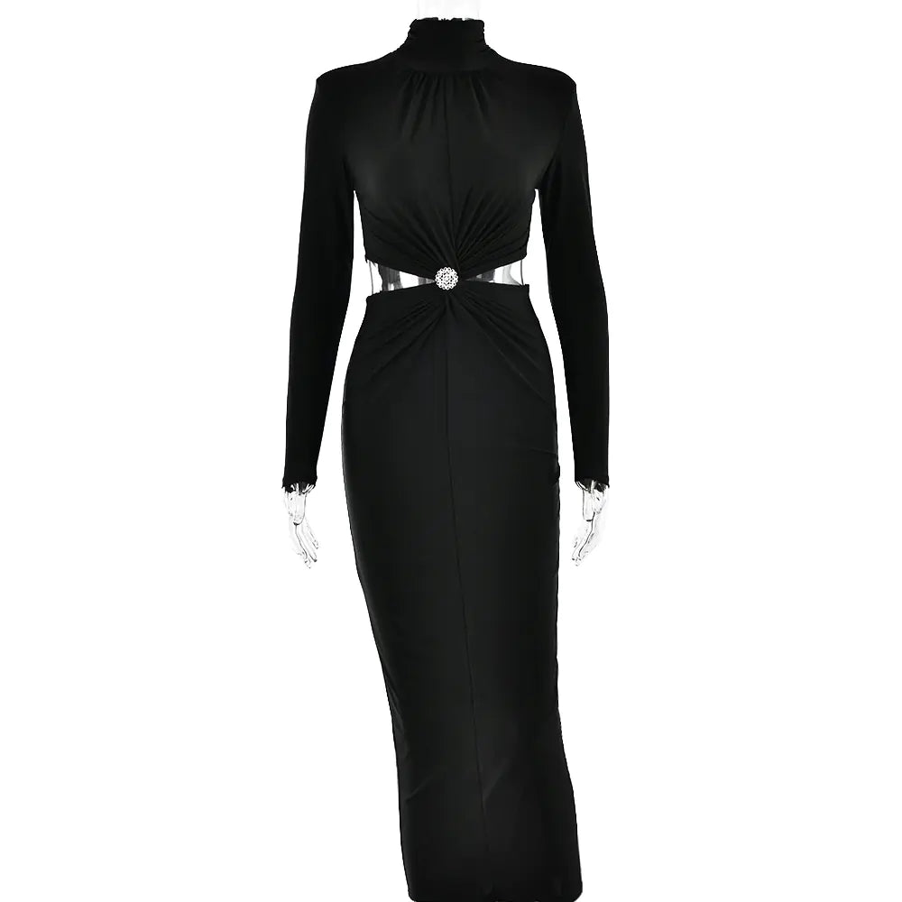 Fashionable Women's Half Turtleneck Long Sleeve Dress Mimarta