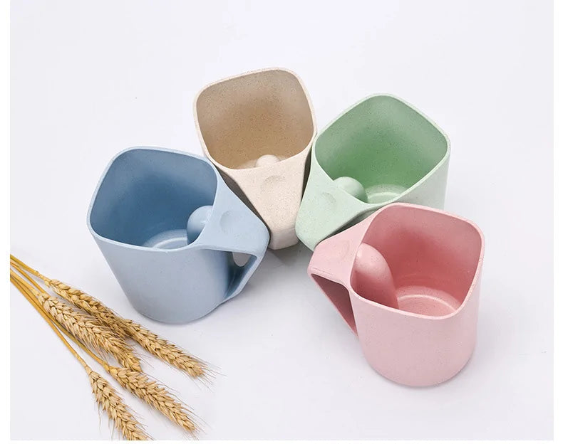 Wheat Square Mouth Oblique Toothbrush Cup Rieworkes