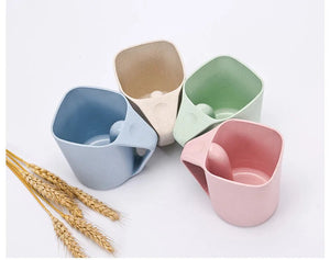 Wheat Square Mouth Oblique Toothbrush Cup Rieworkes