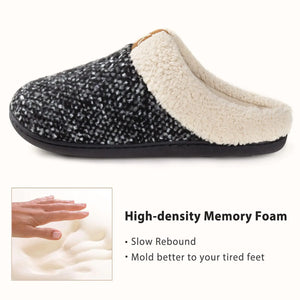 ULTRAIDEAS Women's Indoor Bedroom Slipper with Memory Foam, Gift for Women, Wool-Like House Shoe with Anti-Skid Rubber Sole for Ladies 5-6 Grey Rieworkes