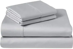 Sleeper Sofa Bed Sheet Set - Full Silver Grey Solid Sofa Bed Sheets - 100% Cotton 400 Thread Count Sofa Sheets - Sleeper Sofa 4 PCs Sheet Set - Sleeper Sofa Sheets - Fits Mattresses Up to 6" Drop Mimarta