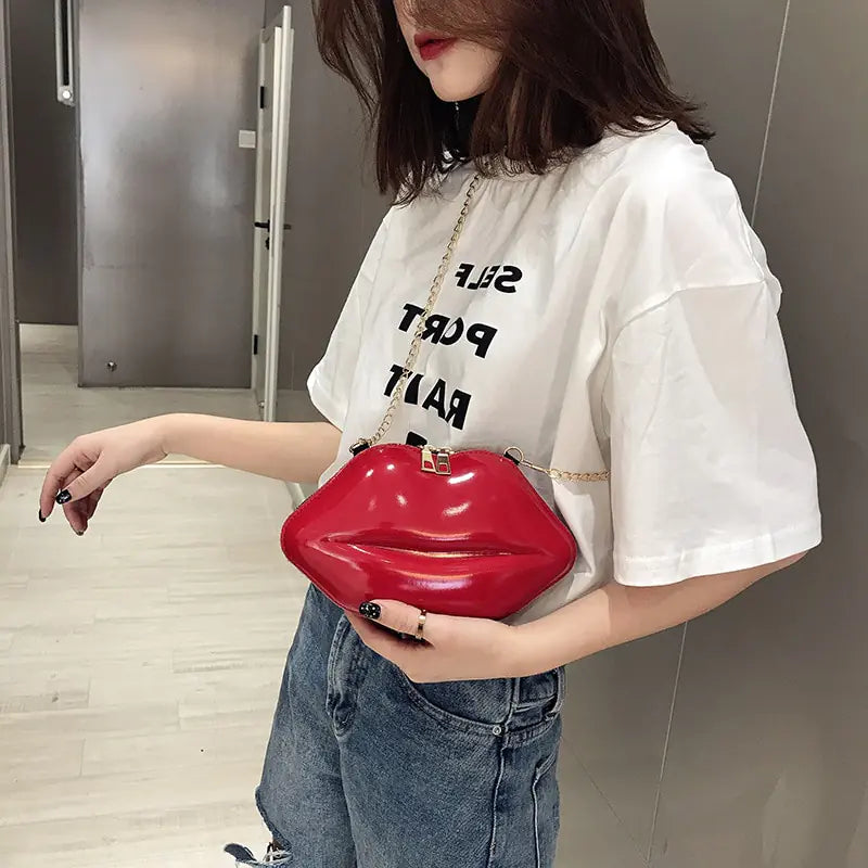 Mini Bags for Women 2023 New Fashion All-match Women&amp;#39;s Shoulder Bag PU Solid Color Zipper Crossbody Patent Leather Lip Chain Bag Rieworkes