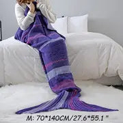 Striped Mermaid Blanket for Office and Living Room Rieworkes