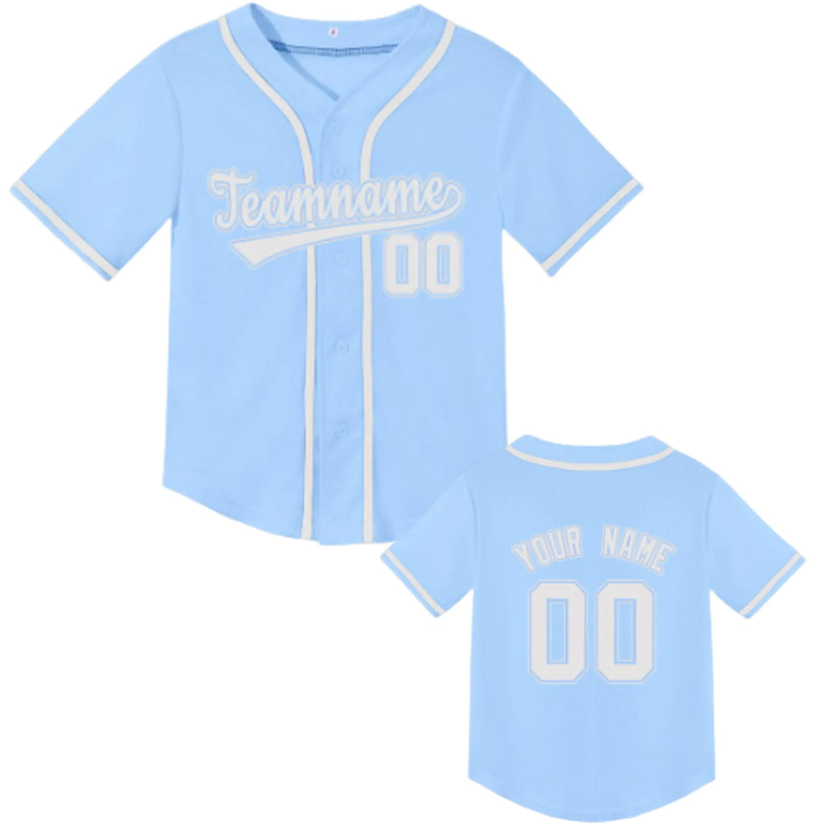 Kids Custom Baseball Jersey Personalized Baseball Shirt Sport Uniform for Boys Girls Custom Your Own Shirt Light Blue Mimarta