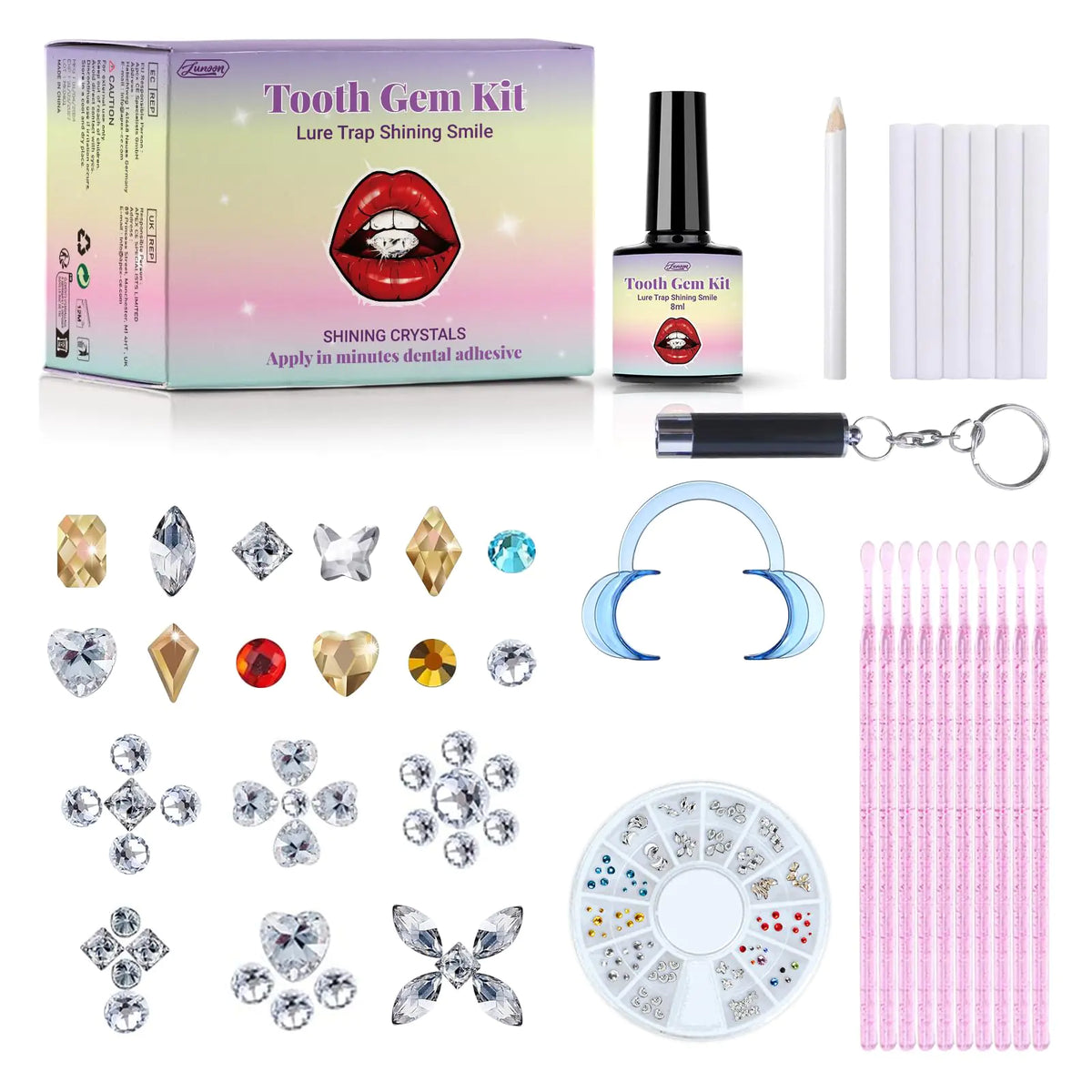 DIY Tooth Gem Kit 120 Sparkling Crystals Teeth Jewelry Starter kit DIY Crystals Diamond Tooth Gems Kit for Teeth (B) Mimarta