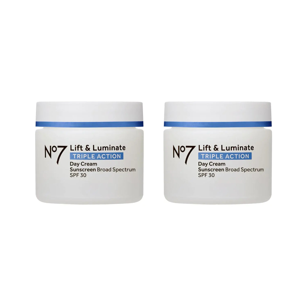 No7 Lift & Luminate Triple Action Day Cream - Anti-Aging Face Moisturizer SPF 30, Hyaluronic Acid & Vitamin C - Firms Skin for Radiant Glow - Suitable for Sensitive Skin (2 pack, 1.69 Fl Oz each) Regular, Pack of 2 Rieworkes