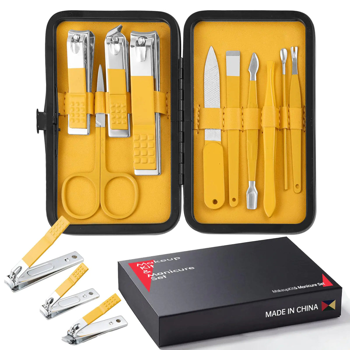 10 Piece Nail Kit Manicure Kit Nail Care Kit For Women Manicure Pedicure Set Nail Clippers Toenail Clippers Kit Professional Manicure Kit Pedicure Kit with Luxurious Travel Case - Yellow Mimarta