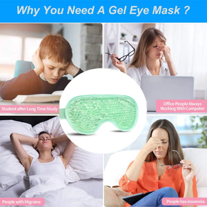 2PCS Gel Eye Mask Reusable Hot Cold Therapy Gel Bead Eye Mask for Puffiness /Dark Circles/Eye Bags /Dry Eyes/Headaches/Migraines/Stress Relief, Cooling Eye Mask Hot/Cold Compress Eye Mask (Green) Green Rieworkes
