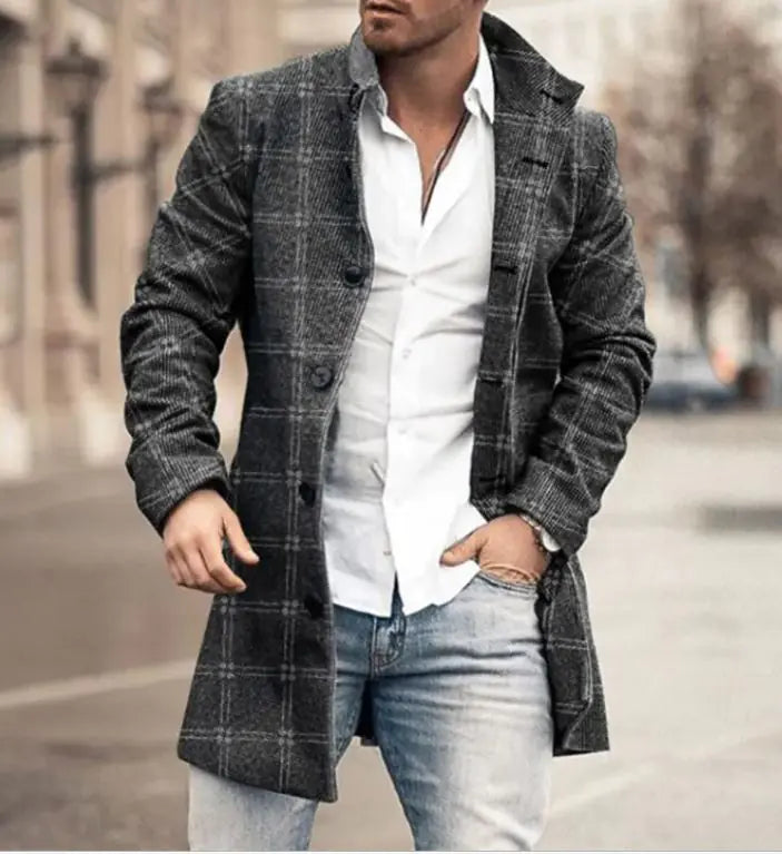 Men's Fashion Casual Tweed Stand-up Collar Coat Rieworkes