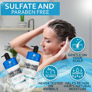 Biotin Shampoo and Conditioner Set - Sulfate and Paraben Free Treatment for Men and Women - Hair Thickening Volumizing Products to Help Boost Thinning Hair with Added Keratin 16 Fl Oz (Pack of 2) Rieworkes