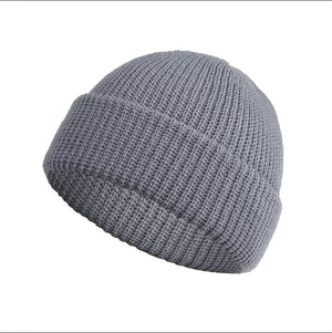 Unisex Winter Ribbed Knitted Cuffed Short Melon Cap Rieworkes