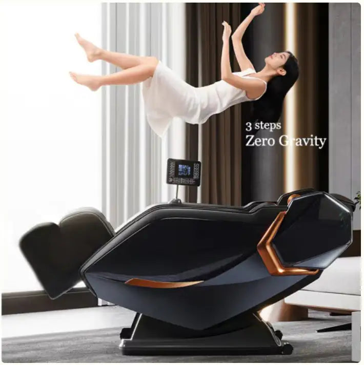 Full Body Zero Gravity Shiatsu Massage Chair SL-Track Recliner With Airbag Speaker LCD Screen Remote Control Voice Control BackLeg Heat Rieworkes