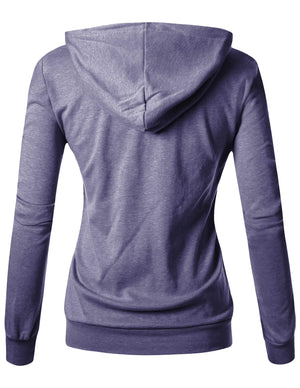 GIVON Basic Lightweight Zip Up Hoodie Long Sleeve Thin Hooded Jacket for Women with Plus Size Inside Pocket(dcf200)-lavender X-Small Rieworkes