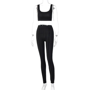 Women's Ribbed Yoga Workout Set for Autumn/Winter Mimarta