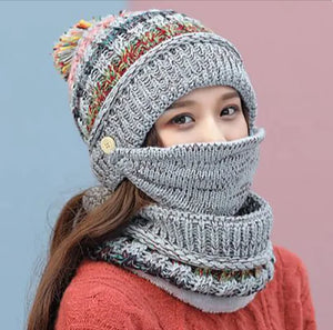 Winter Knitted Hat, Mask & Scarf Set Mimarta
