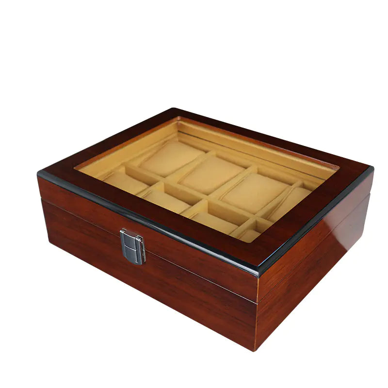 8-Position Wooden Watch Box for Display and Storage Mimarta