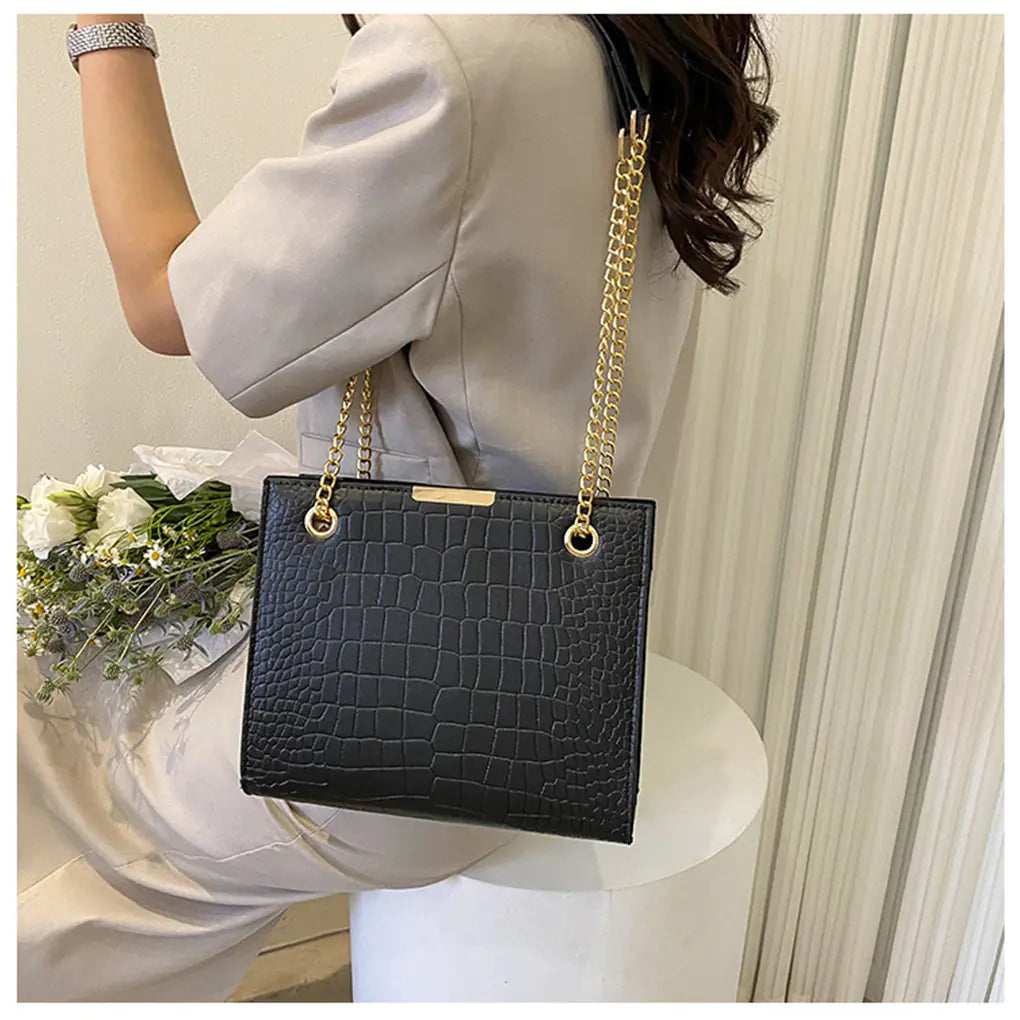 Luxury Crocodile Pattern Square Crossbody Bag Mimarta