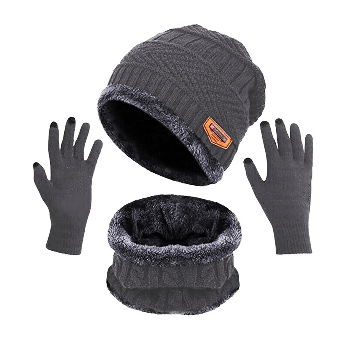 3Pcs Set Fashion Knitted Winter Hats with Gloves Mimarta