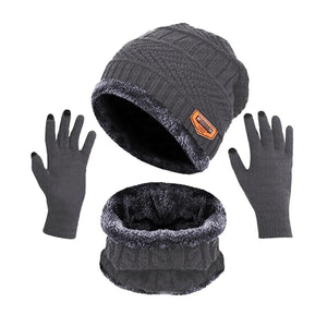 3Pcs Set Fashion Knitted Winter Hats with Gloves Mimarta