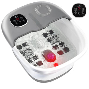 Medical king Foot Spa with Heat and Massage and Jets Includes A Remote Control A Pumice Stone Collapsible Foot Spa Massager with Heat and Massage Bubbles and Vibration Grey Rieworkes