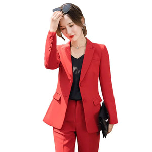 Red Women's Suit Set - Fashionable Work Attire 2020 Mimarta