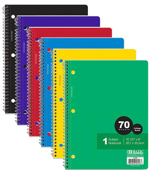 Home Office Supplies Previous product    Next product C/R 70 Ct. 1-Subject Spiral Notebook – College Ruled – Random Color Rieworkes