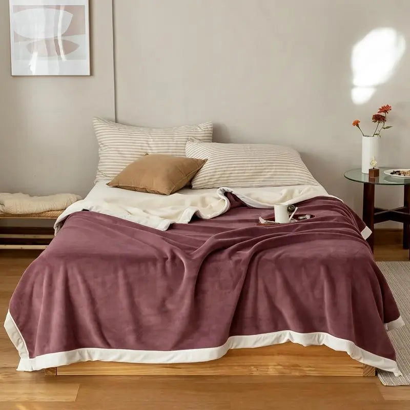 Simple Japanese Style Plain Milk Velvet Casual Blanket Rieworkes