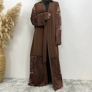 Embroidered Mesh Cardigan Robe Dress Mimarta