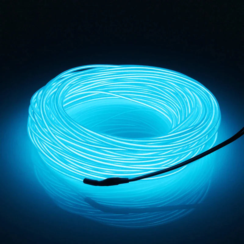 Neon LED Light Glow EL Wire String Strip Rope Tube Decor Car Party + Controller Rieworkes