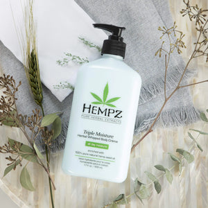 HEMPZ Triple Moisture Body Moisturizer, 17 Oz – Hydrating Lotion Rich with Minerals, Vitamin C, & Hempseed Oil to Nourish & Repair Extremely Dry or Sensitive Skin for Body 17 Fl Oz (Pack of 1) Rieworkes