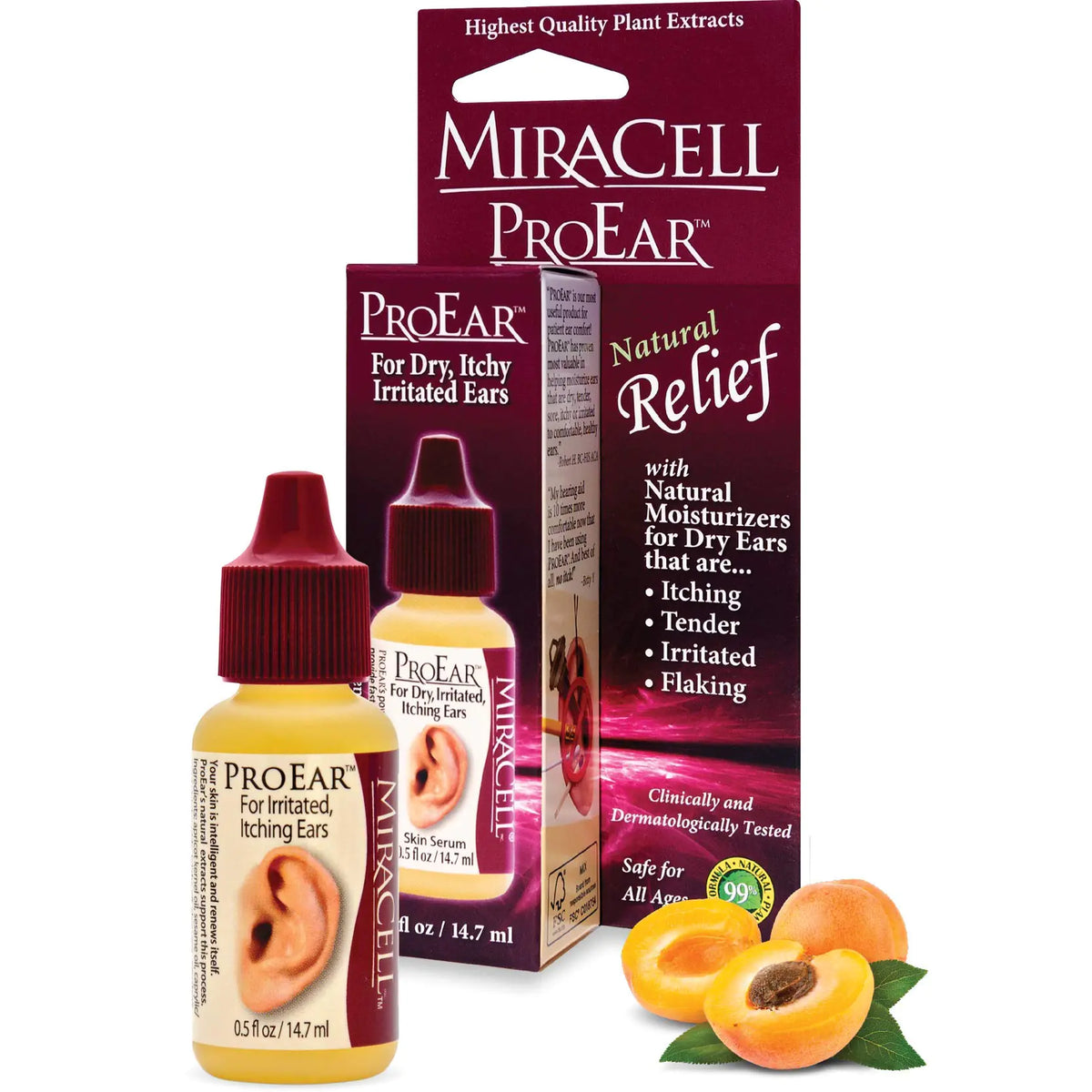Miracell ProEar, Ear Drops for Itchy Ears, Clogged Ears, Irritated Ears, Dry Ears. All Natural Ear Oil for, Babies, Kids, Adults, and Dogs 0.5oz Rieworkes