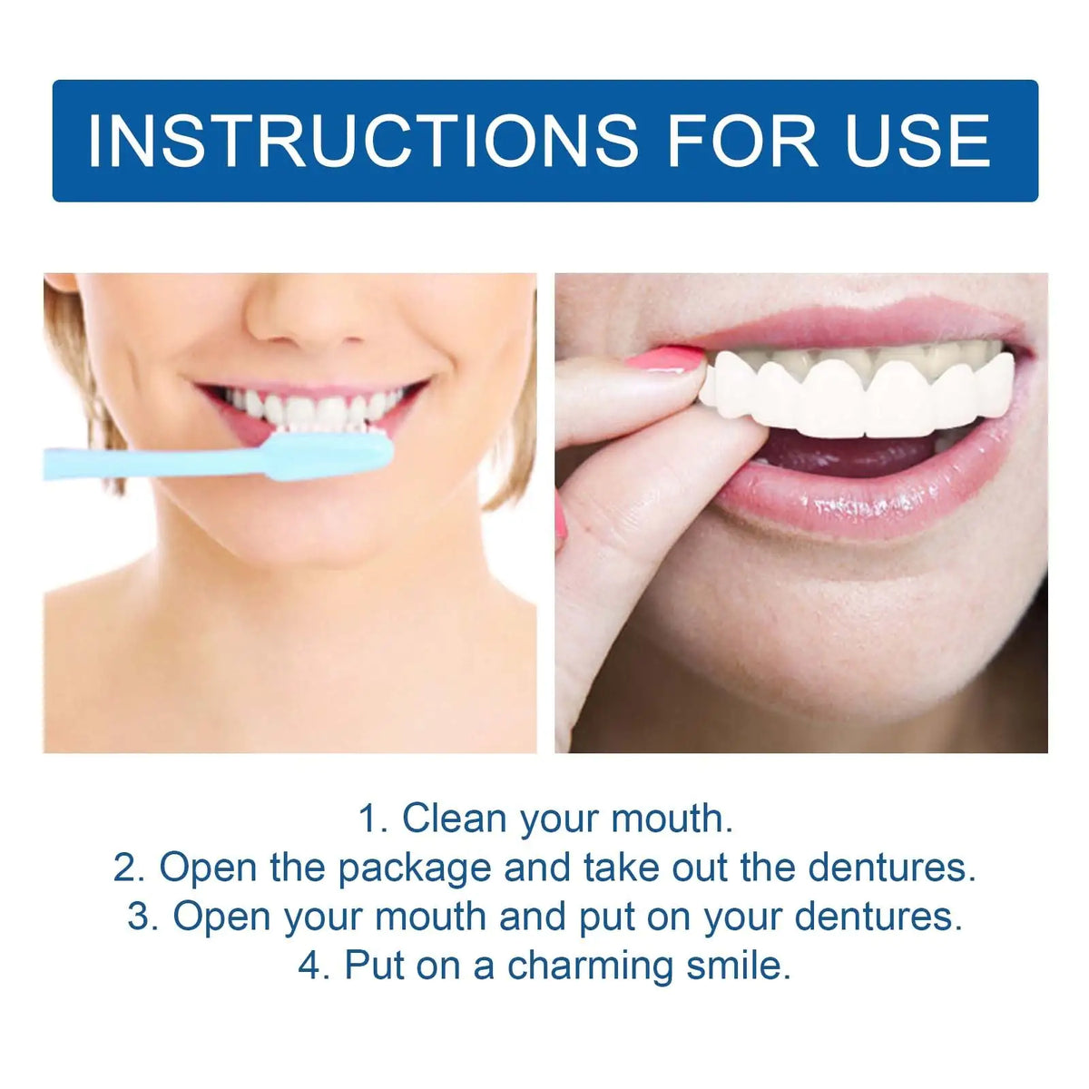 EELHOE Adjustable Buckle Dentures, Modified Teeth Interdental Set Orthodontic Dentures Set Rieworkes