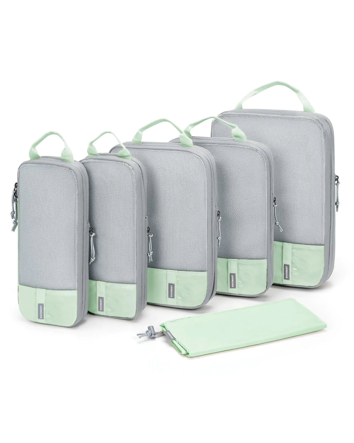 BAGSMART 6 Set/4 Set/2 Set Compression Packing Cubes for Travel, Lightweight Vacation Travel Essentials, Travel Accessories for Suitcase Organizer Bags Set, Durable Luggage Organizer Travel Bags Set of 6 Kohlrabi Green Rieworkes
