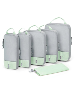 BAGSMART 6 Set/4 Set/2 Set Compression Packing Cubes for Travel, Lightweight Vacation Travel Essentials, Travel Accessories for Suitcase Organizer Bags Set, Durable Luggage Organizer Travel Bags Set of 6 Kohlrabi Green Rieworkes