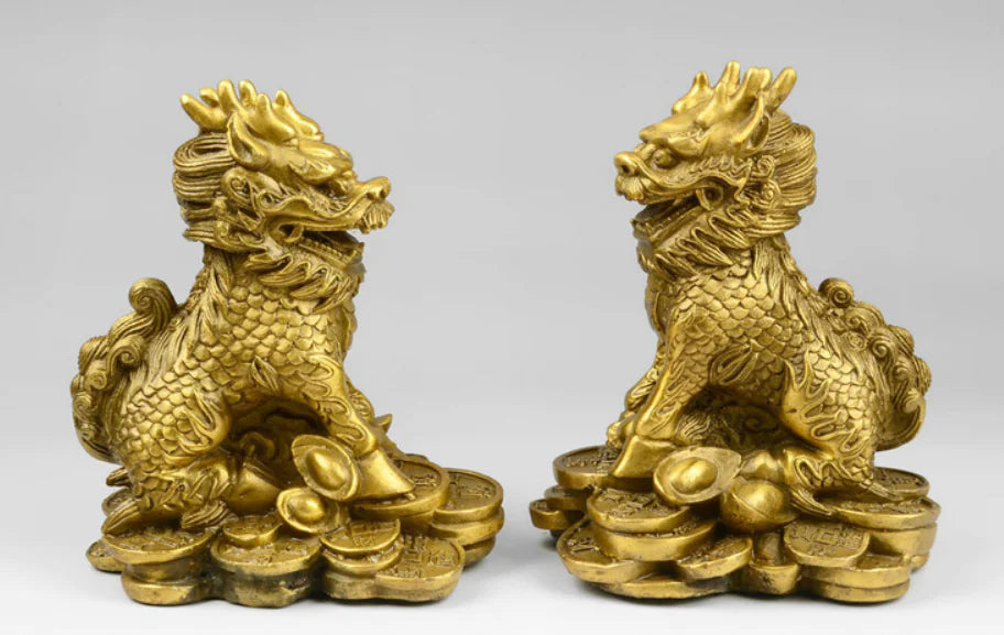 Brass Feng Shui Qilin Decorative Furniture Piece Mimarta