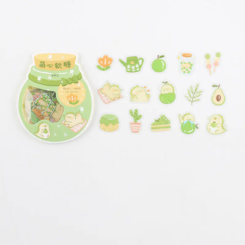 Cute Cartoon Animal & Fruit PVC Sticker Pack (45 pcs) Mimarta